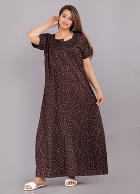 Homezilla Women Nighty(Brown)