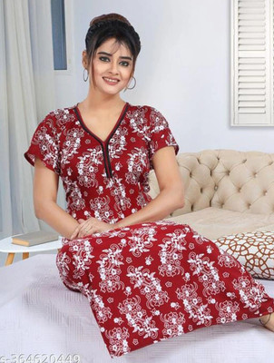 Saicreation Women Nighty(Multicolor)