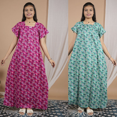 Savicreation Women Nighty(Red)