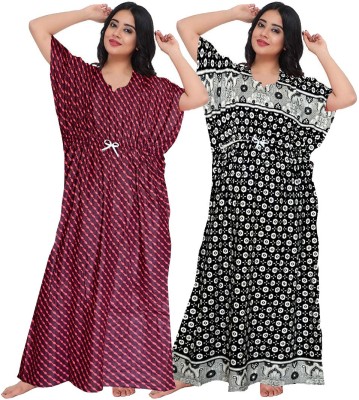 SUNJES Printed Pure Cotton Women Kaftan