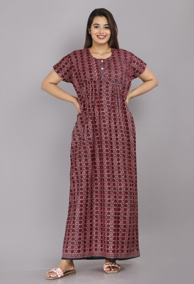 Putul Creation Women Nighty(Maroon)