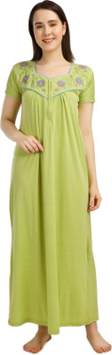 SHAMA ENTERPRISES Women Nighty(Light Green)