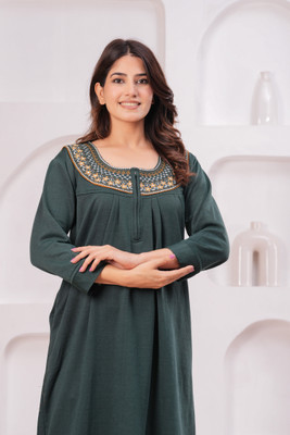 HARGUN NIGHT WEAR Women Nighty(Dark Green)
