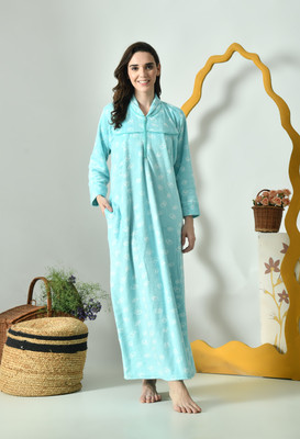 Dreamlily Women Nighty with Robe(Blue)