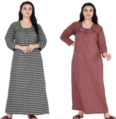 Paliwal Women Nighty(Black, Maroon)