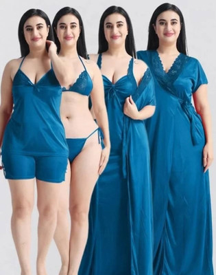Bombshell Women Robe and Lingerie Set(Blue)