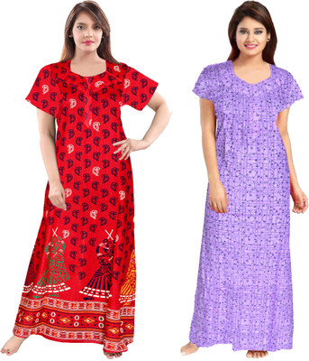 fashionatire Women Nighty(Black)