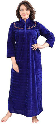 VastavaFashion Women Nighty(Blue)