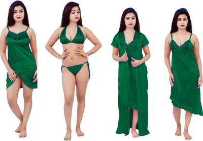 mysie Women Nighty Set(Green)