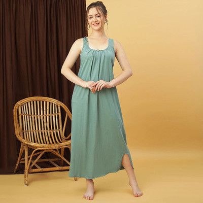 GANIX FASHION THAT DEFINE YOU Women Nightdress(Green)