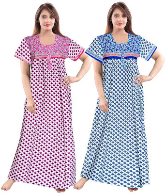 ROOPYATI Women Nighty(Green, Brown)