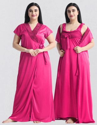 Punchi Women Nighty with Robe(Pink)