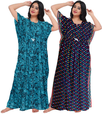 CotTierra Women Nighty(Green)