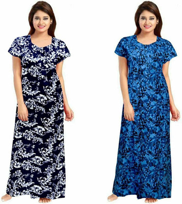 Gulabi nagari Women Nighty(Blue, Dark Blue)