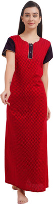 shardatextile Women Nighty(Red)