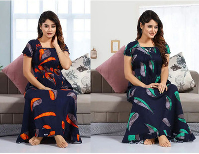 PremStyles Women Nighty(Multicolor)