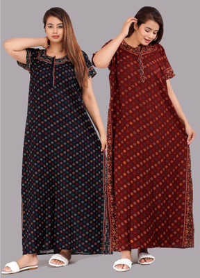 Hans Crafted Women Nighty Set(Multicolor)