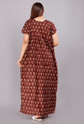 AakarShana Women Nightdress(Brown)