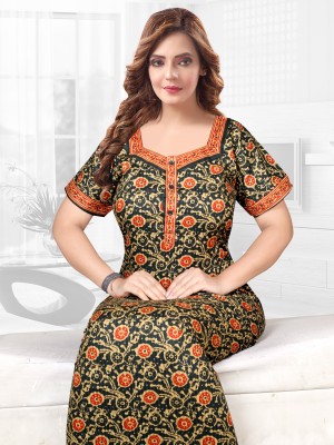 SHLOKE Women Nighty(Yellow)