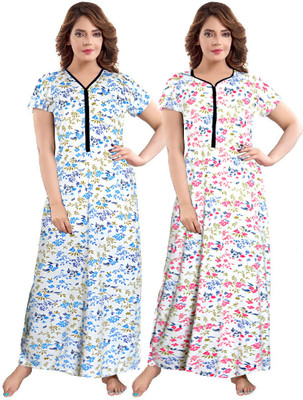 Hans Fashion ENT Women Nighty(Blue, Pink)