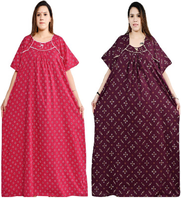 Bindass female collection Women Nighty(Pink, Multicolor)