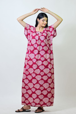 Homezilla Women Nighty(Red)
