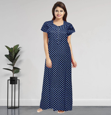 AakarShana Women Nighty(Blue)