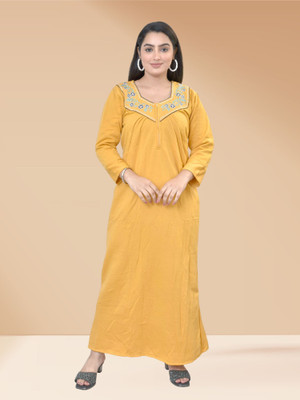 MECHANICALwear Women Nighty(Yellow)