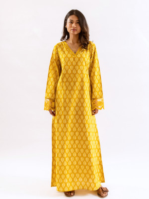Feathers Closet Women Nighty(Yellow)
