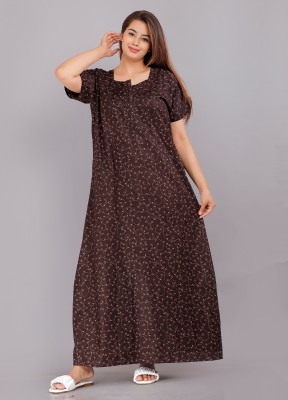 Maatoshri fashion Women Nighty(Brown)