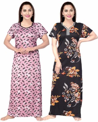 JWF Women Nighty(Pink, Black)