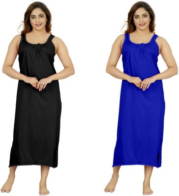 D'Heer Fashion Women Nighty(Black, Blue)