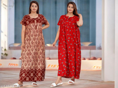 PremStyles Women Nighty(Multicolor)