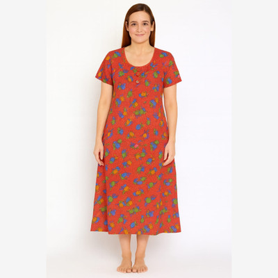 Penvika The Craftmanship Women Nighty(Orange, Multicolor)