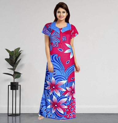 Saicreation Women Nighty(Multicolor)