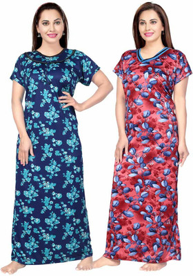 SILVER ORGANISATION Women Nighty(Blue, Purple)