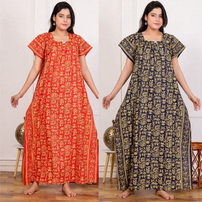 RAKESH FASHION Women Nighty(Red)