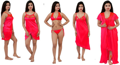 mysie Women Nighty Set(Red)