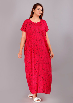 BHOOMI ENTERPRISES Women Nighty(Red, Black)