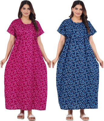 Wristy Women Nighty(Pink, Blue)