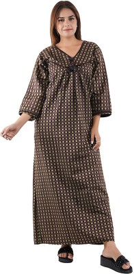 Gutthi Women Nighty(Brown, Beige)