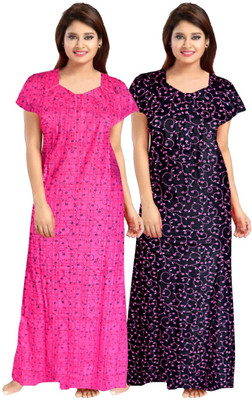 YUKATA Women Nighty(Pink, Blue)