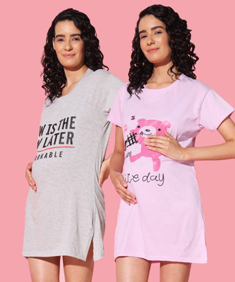 Christy World Women Maternity/Nursing Nighty(Multicolor)