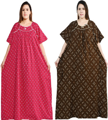 Bindass female collection Women Nighty(Pink, Brown)