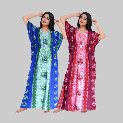 RUCHIKA ENTERPRISES Women Nighty(Red, Green)