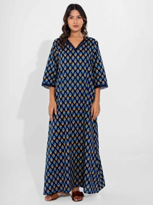 Feathers Closet Women Nighty(Blue)