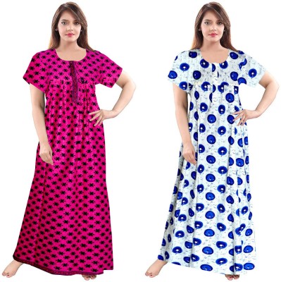 Manak Women Nighty(Blue, Red)