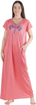 j s fashion Women Nighty(Pink)