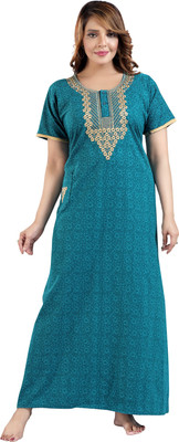 SHLOKE Women Nighty(Light Green)