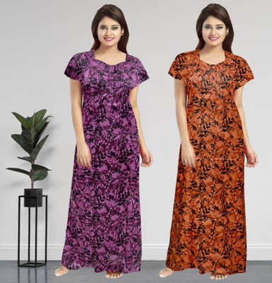 PINK CITY MART Women Nighty(Multicolor)